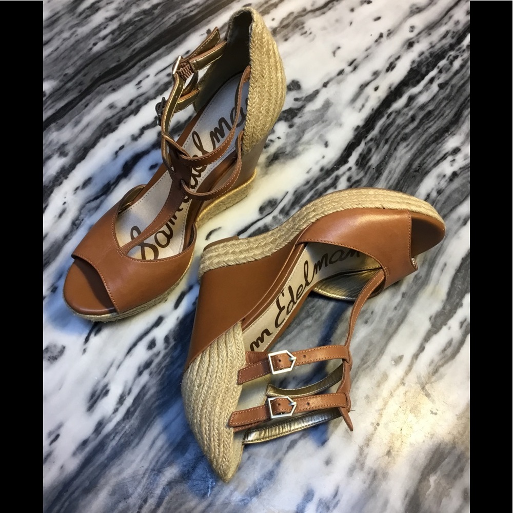 Sam Edelman brown wedge heels EUC